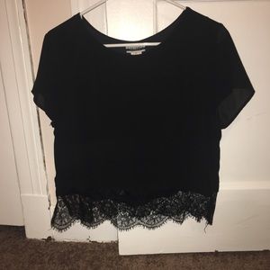 black shirt with lace trimming
